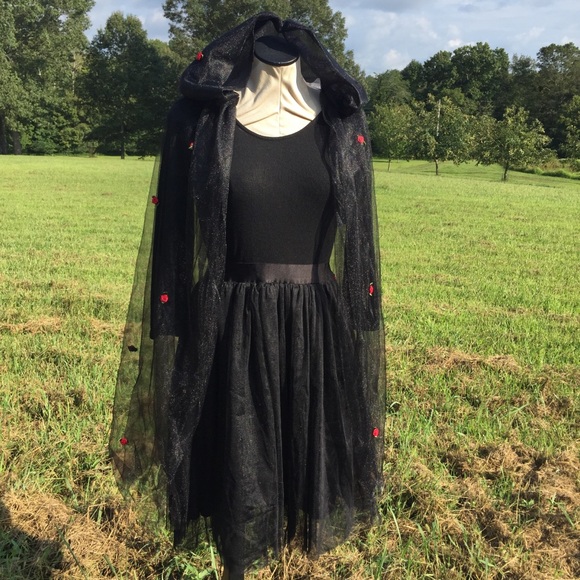 Modcloth & Claires Dresses & Skirts - New MODCLOTH Black Tulle Dress + NWT Tulle Cape.   GOTH HALLOWEEN DRESS & CAPE